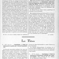 3476 - Page 3435 - Partie Scientifique. L’Actualité Scientifique. Les Congrès. Premier congrès français de thérapeutique, [Paris, 23 au 25 octobre 1933) / Les Thèses. Contribution à l’étude du traitement de la syphilis par le bismuth liposoluble, par Dr F. Guyon, 1933 / Contribution à l’étude du traitement de l’hypertension artérielle par la ponction lombaire, par Dr E. Ascher (Librairie M. Lac, éditeur, Paris, 1932)