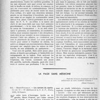 3491 - Page 3450 - Partie Professionnelle, Hygiène, Assistance, Mutualité, Intérêts corporatifs, Variétés. Travaux Originaux. Variété. Une profession féminine : Pharmacienne [J. Noir] / La page sans médecine