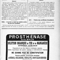 3496 - Page LV-3458 - Correspondance. Accidents. L’ouvrier payé à la tâche bénéficie de la loi sur les accidents du travail / L’ouvrier a droit au salaire entier du jour de l’accident / Timbre des certificats d’accidents