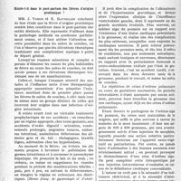 3535 - Page 3494 - Partie scientifique. L’actualité scientifique. La presse. Existe-t-il dans le poste-partum des fièvres d'origine protéinique ? [(Revue franç. de gynécologie et d’obstétrique, avril 1933)] / L’oedème aigu du poumon au cours de la puerpéralité [(La Médecine, avril 1933)]