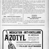 3572 - Page LXIII-3531 - Correspondance. Questions médico-militaires. Inscription sur les bénéficiaires de l’art. 64 / Droit à la croix de guerre / Accidents. Accident du travail causé par un tiers