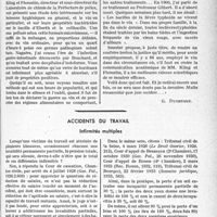 3614 - Page 3573 - Partie professionnelle, Hygiène, Assistance, Mutualité, Intérêts corporatifs, Variétés. Travaux originaux. Chronique. L’état antérieur dans l’assurance-maladie. — Les interprétations équitables de la période de six mois. — Le tarif des expertises pour pensionnés de guerre à Nevers. — La véritable base de la patente. — Vertus bactéricides du vin / Accidents du travail. Infirmités multiples [Dr Paul Boudin]