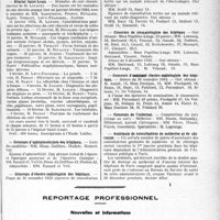 3630 - Page 3589 - Partie professionnelle, Hygiène, Assistance, Mutualité, Intérêts corporatifs, Variétés. Hôpitaux de l’assistance publique de Paris. Enseignement, concours, avis divers / Reportage professionnel. Nouvelles et Informations, (Voir les Dernières Nouvelles en tête des « Demi-Colonnes). Journaux d’histoire de la médecine / Cours populaire sur les maladies vénériennes