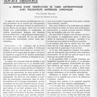 3660 - Page 3619 - Partie scientifique. Travaux originaux. A propos d’une observation de tabes arthropathique avec poliomyélite antérieure chronique, par Georges Boudin