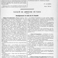 3696 - Page 3655 - Partie professionnelle, Hygiène, Assistance, Mutualité, Intérêts corporatifs, Variétés. Faculté de médecine de Paris. Enseignement et actes de la Faculté