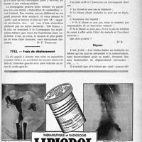 3708 - Page LXIII-3667 - Correspondance. Application du tarif des accidents du travail. Réduction et contention impossible par appareil plâtré : recours à l’ostéosynthèse / Frais de déplacement