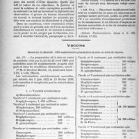 3831 - Page 5012 - Repos des Femmes en couches. Rapport fait au nom de la commission de l’hygiène, de l’assistance, de l’assurance et de la prévoyance sociales chargée d’examiner le projet de la loi, adopté par la Chambre des députés, tendant à modifier l’article 54 a) du livre II du code du travail (Repos des femmes en couches), par M. Paul Strauss, Sénateur / Vaccins. Décret du 22 décembre 1932 autorisant la préparation et mise en vente de vaccins