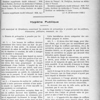 3850 - Page 5031 - Pensions militaires. Arrêté du 27 décembre 1932 nommant des membres des Tribunaux départementaux de pensions. (Suite) / Hygiène Publique. Arrêté municipal de Strasbourg concernant les mesures de précautions à prendre par les coiffeurs, manucures, pédicures, masseurs, etc