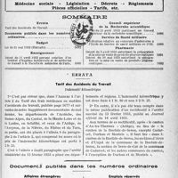 3900 - Page 5081 - Supplément documentaire, "L'Officiel Médical”. Médecine sociale - Législation - Décrets - Règlements - Pièces officielles - Tarifs, etc / Sommaire / Errata. Tarif des Accidents du Travail. Indemnité kilométrique / Documents publiés dans les numéros ordinaires. Affaires étrangères / Aviation / Emplois réservés / Herboristes
