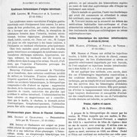 0034 - Page 31 - Partie scientifique. L’actualité scientifique. Les Sociétés Savantes. Paris. Académie de médecine. Syndromes histaminiques d’origine intestinale, (27-11-1934) / Streptococcémie grave. Sérum de Vincent. Guérison, (27-11-1934) / Action hémostatique des injections intratissulaires de sérum de cheval, (27-11-1934) / Venins, vipères et cancer, (27-11-1934)
