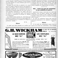 0061 - Page 58-LVI - Correspondance. Application du tarif des accidents du travail. La «part patronale» pour le «certificat détaillé » demandé au cours du traitement est de 16 francs / Questions médico-militaires. Droit aux soins gratuits et à une pension d’invalidité / Droit à la carte de combattant et aux médailles de guerre