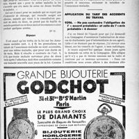 0128 - Page LIX-121 - Correspondance. Assurances sociales. Droits aux prestations après six mois de soins / Application du tarif des accidents du travail. Ne pas confondre l’obligation de I’ « accord préalable» et celle de I’«avis préalable » à donner
