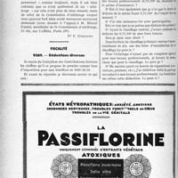 0131 - Page 124-LXII - Correspondance. Application du tarif des accidents du travail. La suture d’une « plaie de l’arcade sourcilière » ne relève pas de la seule compétence de l’ophtalmologiste / Fiscalité. Déductions diverses