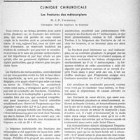0154 - Page 143 - Partie scientifique. Travaux originaux. Clinique chirurgicale. Les fractures des métacarpiens, M. J. -P. Tourneux