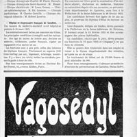 0226 - Page IX-211 - Dernières nouvelles. Société médico-chirurgicale des hôpitaux libres / Faculté de médecine de Lille / Hôpital et dispensaire Français de Londres / Alger / Hôpital de Bône (Algérie) / Préventorium de Canteleu (Seine-Inférieure)