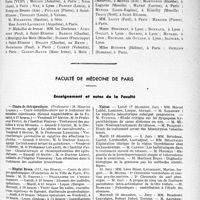 0278 - Page 261 - Partie professionnelle. Travaux originaux. Les médailles de l'académie de médecine, décernées en 1934, (Suite et fin). Médailles du Service de la vaccine. Vaccination antidiphérique / Faculté de médecine de Paris. Enseignement et actes de la Faculté