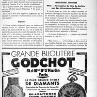 0294 - Page LXIX-275 - Correspondance. Questions médico-militaires. Recours devant le Tribunal des pensions / Questions diverses. Usurpation du titre de Docteur par des chirurgiens dentistes