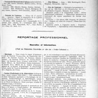 0354 - Page 331 - Partie professionnelle. Hôpitaux de l’assistance publique de Paris. Enseignement, concours, avis divers / Reportage professionnel. Nouvelles et Informations, (Voir les Dernières Nouvelles en tête des " Demi-Colonnes ". Nécrologie [Docteurs Vassal-Pol, Gleize, Dupont, Miot, Méret, Joly] / Institut d’hydrologie et de climatologie