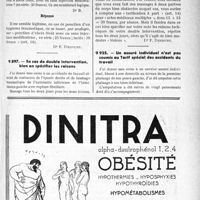 0362 - Page LXI-339 - Correspondance. Application du tarif des accidents du travail. Ponction d’hygroma traumatique / En cas de double intervention, bien en spécifier les raisons / Un assuré individuel n’est pas soumis au Tarif spécial des accidents du travail
