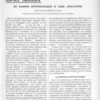 0386 - Page 359 - Partie scientifique. Travaux originaux. Les examens biotypologiques et leurs applications, par le Docteur Henri Laugier. Tâches nouvelles / La méthode biotypologique