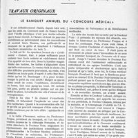 0404 - Page 377 - Partie professionnelle. Travaux originaux. Le banquet annuel du «concours médical»