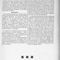 0464 - Page 433 - Partie scientifique. Travaux originaux. La pratique orthopédique de l'enfant et de l’adulte. La tuberculose pulmonaire du jeune enfant, par Ch. Lestocquoy. Avenir éloigné des enfants atteints de pneumonie tuberculeuse étendue de primo-infection / Traitement