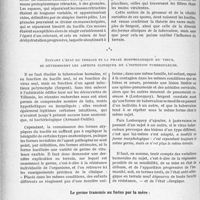 0467 - Page 436 - Partie scientifique. Travaux originaux. La pratique orthopédique de l'enfant et de l’adulte. L'explication de certains stades évolutifs de la tuberculose d’après la morphologie actuelle du virus. Hypothèses parfois ; conceptions rationnelles toujours, par le Docteur G. Fischer. Bacille de Koch, granulations, virus filtrant / Suivant l’état du terrain et la phase morphologique du virus, se déterminent les aspects cliniques de l’infection tuberculeuse / Le germe transmis au foetus par la mère. Il ne se développe pas