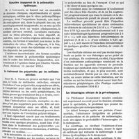 0474 - Page 443 - Partie scientifique. L'actuauté scientifique. La Presse. Caractère inapparent de la poliomyélite épidémique [(Paris Médical, 12 janvier 1935)] / Le traitement des polynévrites par les méthodes antichoc [(La Pratique médicale Française, décembre 1934-B)] / Les hémorragies utérines de la pré-ménopause [(Revue Française de gynécologie et d’obstétrique, novembre 1934)]