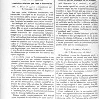 0475 - Page 444 - Partie scientifique. L'actuauté scientifique. Les Sociétés Savantes. Paris. Académie de médecine. Intoxication saturnine par l’eau d’alimentation, (15-1-1935) / Action du bleu de méthylène sur les lépromes, (8-1-1935) / Pasteur et la rage de laboratoire, (8-1-1935)