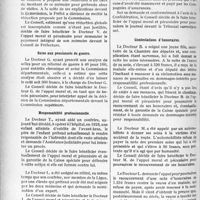 0489 - Page 458 - Partie professionnelle. Travaux originaux. Ligue médicale de défense professionnelle, « Le sou médical ». Extrait des procès-verbaux du Conseil d’administration. Assistance médicale gratuite / Soins aux pensionnés de guerre / Responsabilité professionnelle / Diffamation / Contestations d’honoraires