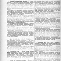 0491 - Page 460 - Partie professionnelle. Reportage professionnel. Nouvelles et Informations. Journées orthopédiques de Bordeaux / Ligue Internationale contre le rhumatisme / Une nouvelle revue. " Gaz de combat. Défense passive. Feu. Sécurité " / Bureau des examens et concours / Chemins de fer P. L. M