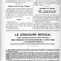 0497 - Page 466-XL - Correspondance. Questions médico-militaires. Pension de la veuve et de l'enfant d’un réformé de guerre / Défense contre les gaz toxiques / Accidents du travail. Fixation de la rente d’un accidenté du travail