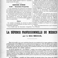 0499 - Page 468-XLII - Correspondance. Accidents du travail. Droit des ascendants de la victime d’un accident du travail / Questions diverses. Honoraires d’expertise