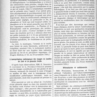 0535 - Page 500 - Partie scientifique. L’actualité scientifique. La Presse. Rachitisme et lymphatisme. États mixtes et traitement [(Le Progrès Médical, n° 45, du 10 novembre 1934)] / L’interprétation radiologique des images en mailles de filet et la granulie froide [(La Presse Médicale, 17 novembre 1934)] / Hémoptysies et mélitococcie [(La Tunisie Médicale, novembre 1934)]