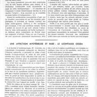 0600 - Page 555 - Partie scientifique. Travaux originaux. Quelques considérations d'ordre pratique sur l’acrodynie infantile, par le Docteur R. Liège / Une affection mystérieuse et rare : Le leontiasis ossea [J. Noir]