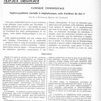 0700 - Page 619 - Partie scientifique. Travaux orignaux. Clinique chirurgicale. Septico-pyohémie mortelle à staphylocoque, suite d’anthrax du dos, par M. le Professeur Mériel