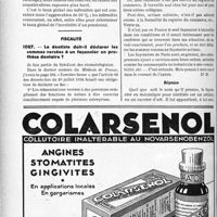 0747 - Page 664-LVIII - Correspondance. Questions médico-militaires. Révision de pension militaire, pour aggravation / Fiscalité. Le dentiste doit-il déclarer les sommes versées à un façonnier eh prothèse dentaire ?