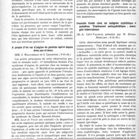 0805 - Page 702 - Partie scientifique. L'actualité scientifique. Les Sociétés Savantes. Paris. Société médicale des hôpitaux de Paris. Diabète et grossesse. Diabète gravidique pur. Diabète rénal au cours d’une gestation, (9-11-34) / A propos d’un cas d’angine de poitrine opéré depuis deux ans et demi, (9-11-34) / Granulie froide chez un indigène syphilitique et paludéen. Traitement antisyphilitique ; méningite tuberculeuse, (9-11-34)