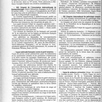 0853 - Page 728 - Partie professionnelle. Reportage professionnel. Nouvelles et Informations. Nécrologie [Docteur Georges Dupont] / VIIe Congrès de l’Association internationale de thalassothérapie / Ligue nationale Française contre le péril vénérien / Société odontologique de France / IIIe Congrès international de pathologie comparée / Ligue de médecine préventive