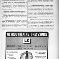 0878 - Page IX-747 - Dernières nouvelles. Fondation Chauveau / Société amicale des médecins Nord-africains de Paris / Association Française des femmes médecins / Association amicale des internes et anciens internes des hôpitaux libres / VIIIe Congrès des éducateurs d’enfants arriérés / VIIIe Congrès national de la tuberculose
