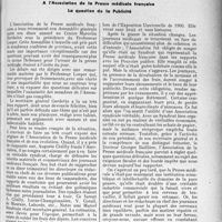 0884 - Page 755 - Propos du jour. A l’Association de la Presse médicale Française. La question de la Publicité