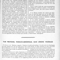 0894 - Page 765 - Propos du jour. A l’Association de la Presse médicale Française. La question de la Publicité. Justification de la fibrose curative des varices devant ses détracteurs, G. Delater / Plaie profonde, thoraco-abdominale, sans lésions viscérales