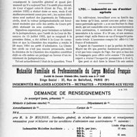 1017 - Page 864-XLII - Correspondance. Accidents. Accident survenu à un ouvrier qui a chômé / Indemmité an cas d’accident agricole
