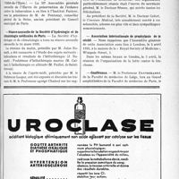 1030 - Page VII-7873 - Dernières nouvelles. Académie de médecine / L’Oeuvre Grancher / Séance annuelle de la Société d’hydrologie et de climatologie médicales de Paris / Association internationale de prophylaxie de la cécité / Conférence