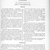 1050 - Page 891 - Partie scientifique. Travaux originaux. Introduction à la vie de médecin de campagne. L'Euthanasie, par le Docteur Camescasse. Préface / Euthanasie