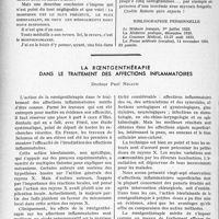 1053 - Page 894 - Partie scientifique. Travaux originaux. Introduction à la vie de médecin de campagne. L'Euthanasie, par le Docteur Camescasse. Euthanasie / La roentgenthérapie dans le traitement des affections inflammatoires, Docteur Paul Nigaud