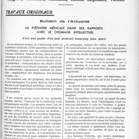 1064 - Page 905 - Partie professionnelle. Travaux originaux. Bulletin de l’Actualité. La pléthore médicale dans ses rapports avec le chômage intellectuel. C’est une partie d’un mal profond, beaucoup plus grave