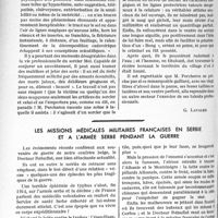 1085 - Page 926 - Partie professionnelle. Travaux originaux. La documentation du médecin praticien. La pratique médicale des sorciers Moïs [G. Lavalée] / Les missions médicales militaires Françaises en Serbie et à l’armée Serbe pendant la guerre