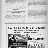 1117 - Page 952-X - A travers l’officiel. Fiscalité / Réponse d’un ministre à la question d’un parlementaire. Conditions d’application de l’assurance-invalidité