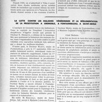 1123 - Page 958 - Partie professionnelle. Reportage professionnel. Nouvelles et Informations, (Voir les Dernières Nouvelles en tête des " Demi-Colonnes "). IIIe Congrès international de l’aviation sanitaire / La lutte contre les maladies vénériennes et la réglementation de la prostitution à Grenoble, à Fontainebleau, à Saint-Brieuc [J. Noir]
